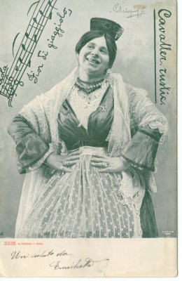 OPERA CAVALERIA RUSTICANA PIETRO MASCAGNI CARTE POSTALA 1903 CIRCULATA foto