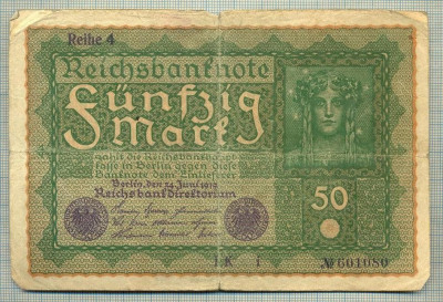 A 473 BANCNOTA-GERMANIA -50 MARK -ANUL 1919-SERIA 601080 -starea care se vede foto