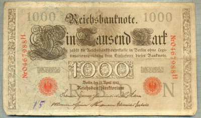 A 459 BANCNOTA-GERMANIA -1000 MARK -ANUL 1910 -SERIA 0467988-starea care se vede foto