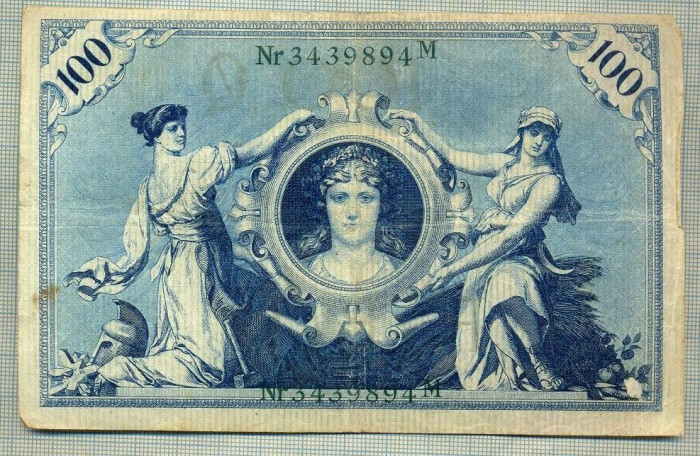 A 496 BANCNOTA-GERMANIA -100 MARK -ANUL 1908-SERIA 3439894 -starea care se vede