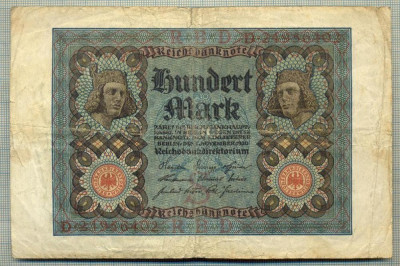 A 479 BANCNOTA-GERMANIA -100 MARK -ANUL 1920-SERIA 24956402 -starea care se vede foto