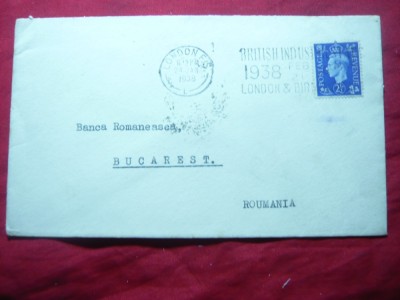 Plic Anglia 2 1/2 pence ,stampila Expozitiei Ind. 1938 Londra foto