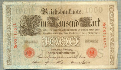 A 457 BANCNOTA-GERMANIA -1000 MARK -ANUL 1910 -SERIA 0871557-starea care se vede foto