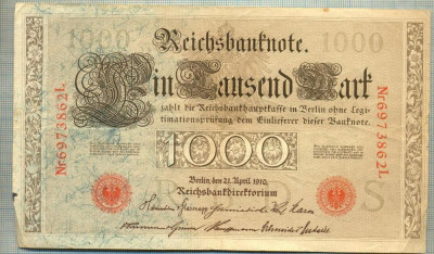 A 456 BANCNOTA-GERMANIA -1000 MARK -ANUL 1910 -SERIA 6973862-starea care se vede foto