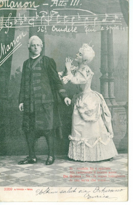 OPERA MANON MUZICA JULES MASSENET CARTE POSTALA 1903 CIRCULATA foto