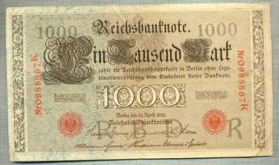 A 453 BANCNOTA-GERMANIA -1000 MARK -ANUL 1910 -SERIA 0988867-starea care se vede foto