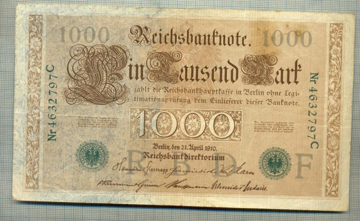 A 454 BANCNOTA-GERMANIA -1000 MARK -ANUL 1910 -SERIA 4632797-starea care se vede