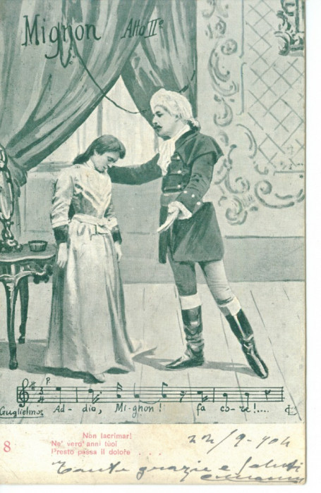 OPERA MIGNON MUZICA AMBROISE THOMAS CARTE POSTALA 1904 CIRCULATA