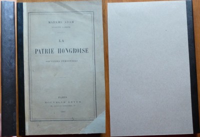 Madame Adam ( J. Lamber ) , Patria ungara , 1884 , autograf Dorimedont Popovici foto