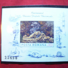 Colita nedantelata Centenarul UPU Romania 1974 - f.rara