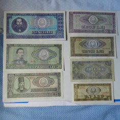 Lot complet bancnote Romania 1966: 1,3,5,10,25,50,100 lei; AUNC - UNC (lot 1) foto