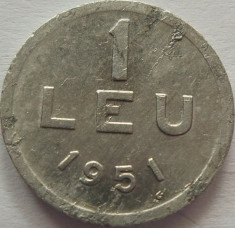 Moneda 1 Leu - ROMANIA, anul 1951 *cod 1056 Allu-surplus material foto