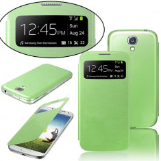 Husa Flip S View verde menta Samsung Galaxy S4 mini i9190 + folie