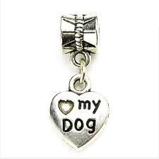 Charm/Talisman inscriptionat ,,I love my dog&amp;quot; pentru bratari tip Pandora foto