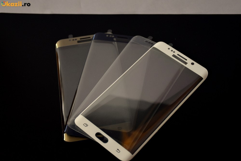 Folie sticla Samsung Galaxy S6 edge plus tempered glass curbata alba |  Okazii.ro