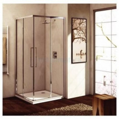 Usa de dus pentru cabina patrata Kubo 90 cm , sticla clara , Ideal Clean, profil silver foto