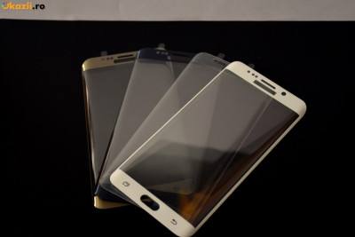 Folie sticla Samsung Galaxy S6 edge plus tempered glass curbata neagra foto