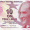 Bancnota Turcia 10 Lire 2009 (2012) - P223 UNC