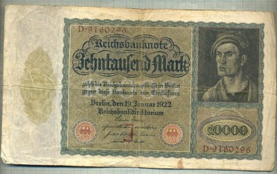 A 529 BANCNOTA-GERMANIA-10000 MARK-ANUL 1922-SERIA 9160296-starea care se vede foto