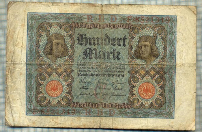 A 536 BANCNOTA-GERMANIA -100 MARK -ANUL 1920-SERIA 8521319 -starea care se vede