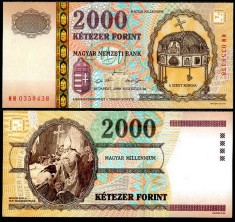 UNGARIA BANCNOTA 2000 FORINT 2000 MILLENNIUM UNC IN FOLDER DE PREZENTARE foto