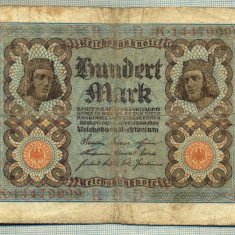 A 543 BANCNOTA-GERMANIA -100 MARK -ANUL 1920-SERIA 14479999 -starea care se vede