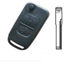 Carcasa telecomanda compatibila Mercedes cu 2 butoane cu lamela inclusa foto