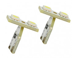 Set 2 becuri auto Vecta 12V T10 W2.1x9.5d 5W cu 2 leduri SMD 5050SMD , alb foto