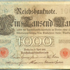 A 507 BANCNOTA-GERMANIA -1000 MARK -ANUL 1910 -SERIA 2590609-starea care se vede