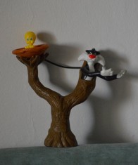 Figurina motanul Sylvester si puiul Tweety desene animate Looney Tunes, 13x12cm foto