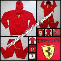 TRENING GLUGA ROSU COPII 9-10 ANI FIRMA FERRARI BUMBAC LYCRA UNISEX foto