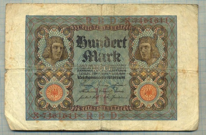 A 544 BANCNOTA-GERMANIA -100 MARK -ANUL 1920-SERIA 7461611 -starea care se vede