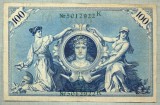 A 547 BANCNOTA-GERMANIA -100 MARK -ANUL 1908-SERIA 5012922 -starea care se vede