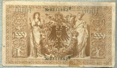 A 519 BANCNOTA-GERMANIA -1000 MARK -ANUL 1910 -SERIA 6511882-starea care se vede foto