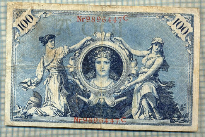 A 546 BANCNOTA-GERMANIA -100 MARK -ANUL 1908-SERIA 9896447 -starea care se vede