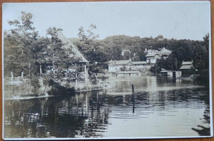 Fotografie originala cu Lacul Ursu, cu dedicatie si datata, 1948