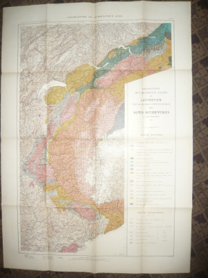 Harta repartitiei faliilor Lattorfien in marile unit.tectonice Alpii Occ. 1912 foto