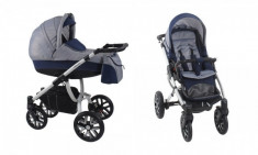 Carucior 3 in 1 Holland Silver Bebetto W2 (Gri cu Albastru) foto