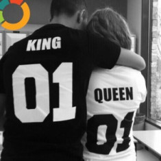 Tricouri Cuplu Personalizate King and Queen 01 foto