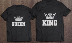 Tricouri Cuplu Personalizate King and Queen Coroana foto