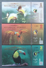 ATLANTIC FOREST 2016 - SET 3 BANCNOTE 1,2 SI 3 AVES DOLLARS (UNC) - BC 41 foto