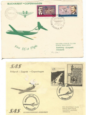 FDC -PRIMUL ZBOR DC 9- BUCURESTI-COPENHAGA 1973 foto