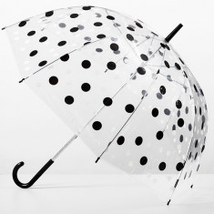 Umbrela transparenta clopot cu buline negre foto