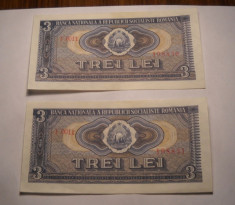 3 lei 1966 UNC Serii Consecutive RAR foto