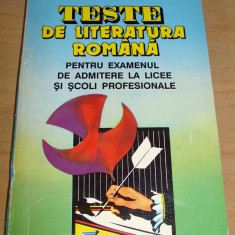 TESTE de Literatura Romana - Prof. N. Chirvase