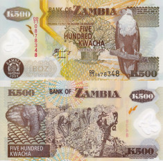 ZAMBIA 500 kwacha 2004 polymer UNC!!! foto