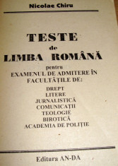 TESTE de limba romana pentru admitere in facultate - Nicolae Chiru foto