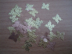 Set 10 decoratiuni aurii fluturi mari pentru unghii nail art manichiura foto
