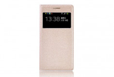 Husa flip cover SAMSUNG GALAXY S4 cu s view active,gold foto