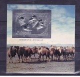 MONGOLIA 1993 FAUNA DOMESTICA CAINI SI PISICI SILVER FOIL, Nestampilat